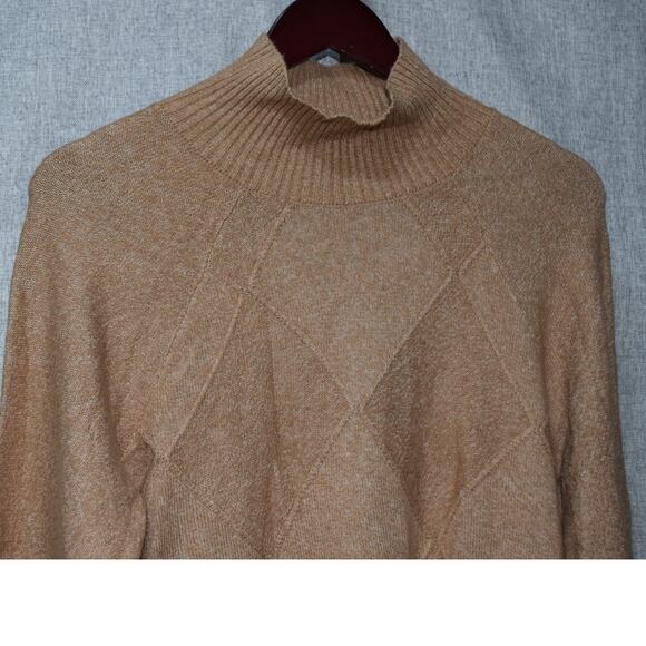 NWT Banana Republic x Repreve Camel Mock-Neck Diamond Knit Sweater –Small - Picture 2 of 4